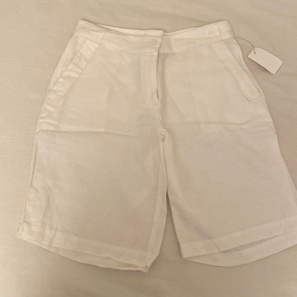 Saks Fifth Avenue White Linen shorts size 2 - Picture 1 of 4